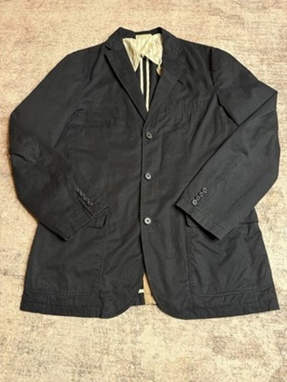 J.CREW blazer Black chore cotton linen chino M jacket casual Unlined Prep Y2K
